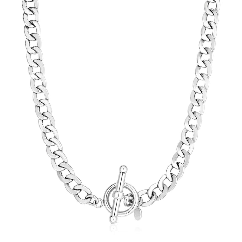 Sterling Silver Polished Wide Link Toggle Necklace - Premium Necklaces - Just $189.99! Shop now at Pulse Designer Fashion