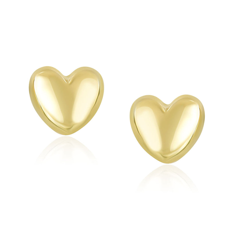 14k Yellow Gold Puffed Heart Shape Shiny Earrings - Premium Earrings - Just $222.99! Shop now at Pulse Designer Fashion