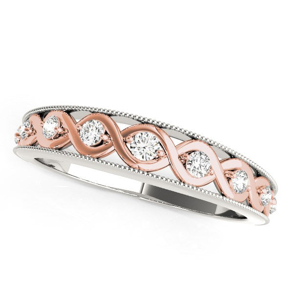 14k White And Rose Gold Infity Diamond Wedding Band (1/8 cttw) - Premium Rings - Just $1359.99! Shop now at Pulse Designer Fashion