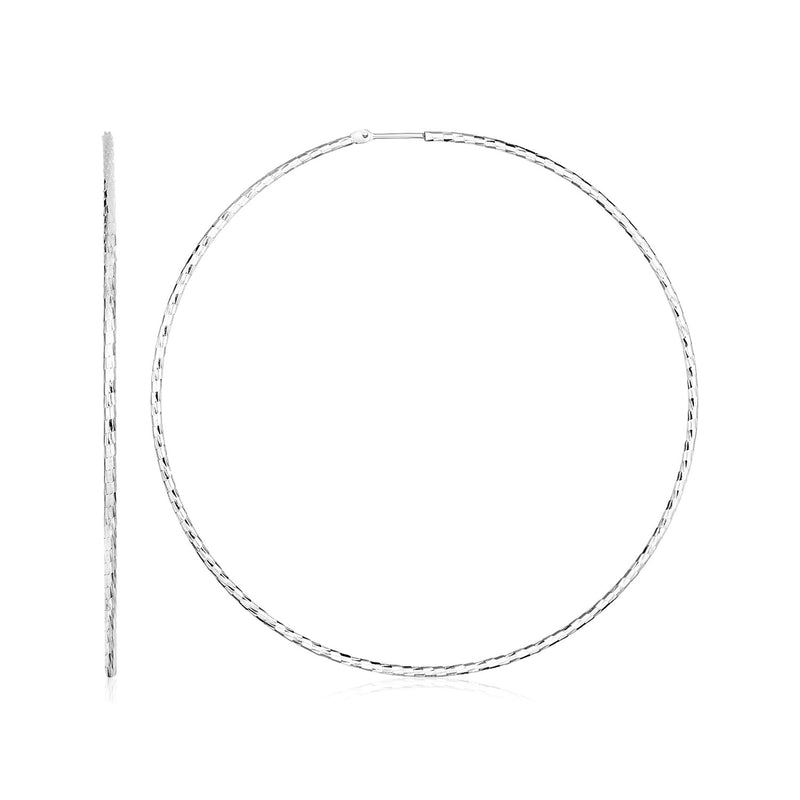 Sterling Silver Large Textured Round Hoop Earrings - Premium Earrings - Just $73.99! Shop now at Pulse Designer Fashion