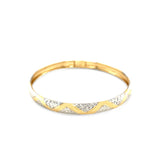 10k Two-Tone Gold Textured Zigzag Style Bangle - Premium Bangles - Just $670.99! Shop now at Pulse Designer Fashion