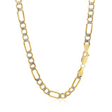 Lite White Pave Figaro Chain in 14k Two Tone Gold (5.1 mm) - Premium Chains - Just $1101.99! Shop now at Pulse Designer Fashion