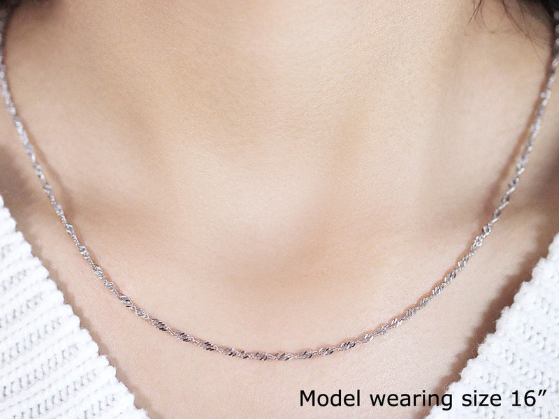 14k White Gold Singapore Chain 1.7mm - Premium Chains - Just $379.99! Shop now at Pulse Designer Fashion