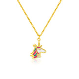 14k Yellow Gold Childrens Necklace with Enameled Unicorn Pendant - Premium Necklaces - Just $310.99! Shop now at Pulse Designer Fashion