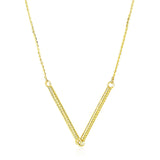 14k Yellow Gold Chain Necklace with Two Connected Thin Bar Pendant - Premium Necklaces - Just $319.99! Shop now at Pulse Designer Fashion