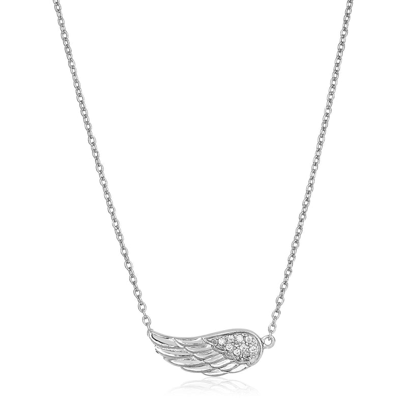 Sterling Silver Textured Angel Wing Necklace - Premium Necklaces - Just $42.99! Shop now at Pulse Designer Fashion