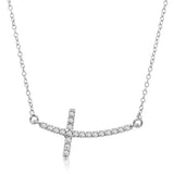 14k White Gold Diamond Embellished Cross Motif Necklace (.21cttw) - Premium Necklaces - Just $1022.99! Shop now at Pulse Designer Fashion