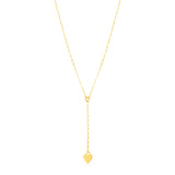 14k Yellow Gold Paperclip Chain Lariat Necklace with Heart - Premium Necklaces - Just $446.99! Shop now at Pulse Designer Fashion