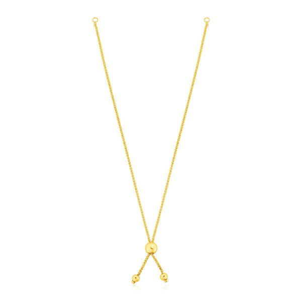 14k Yellow Gold 8 inch Adjustable Friendship Bracelet Chain with Ball Slide - Premium Bracelets - Just $221.99! Shop now at Pulse Designer Fashion