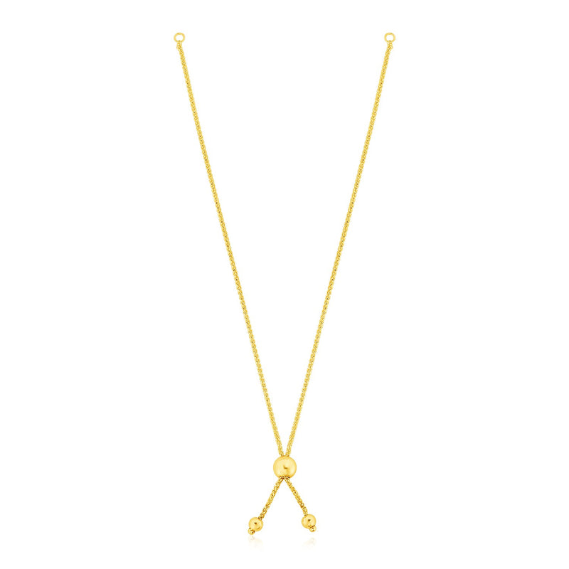 14k Yellow Gold 8 inch Adjustable Friendship Bracelet Chain with Ball Slide - Premium Bracelets - Just $221.99! Shop now at Pulse Designer Fashion