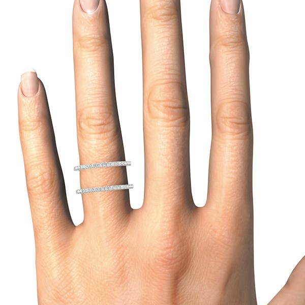 14k White Gold Dual Band Design Ring with Diamonds (1/3 cttw) - Premium Rings - Just $1816.99! Shop now at Pulse Designer Fashion