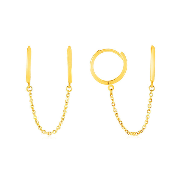 14k Yellow Gold Two Hole Huggie Style Hoop Earrings - Premium Earrings - Just $345.99! Shop now at Pulse Designer Fashion