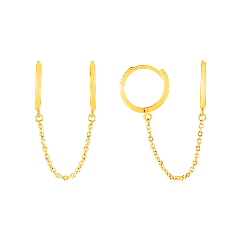 14k Yellow Gold Two Hole Huggie Style Hoop Earrings - Premium Earrings - Just $345.99! Shop now at Pulse Designer Fashion