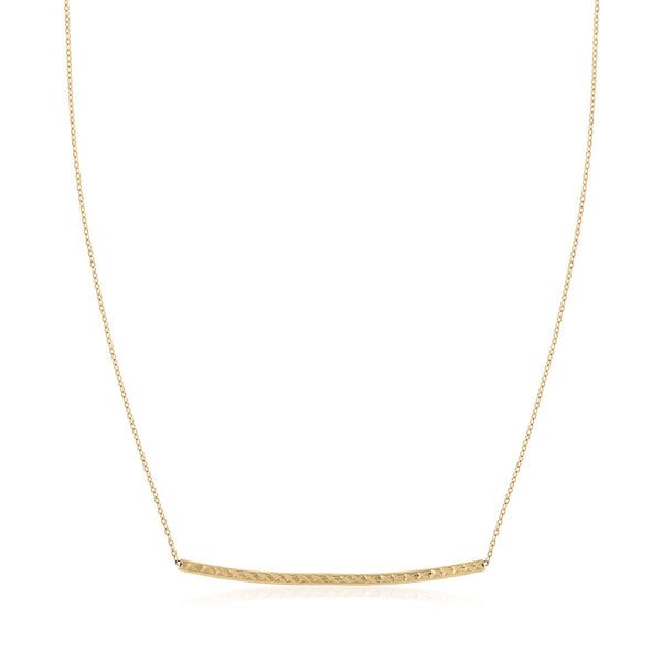 14k Yellow Gold Thin Textured Bar Necklace - Premium Necklaces - Just $368.99! Shop now at Pulse Designer Fashion