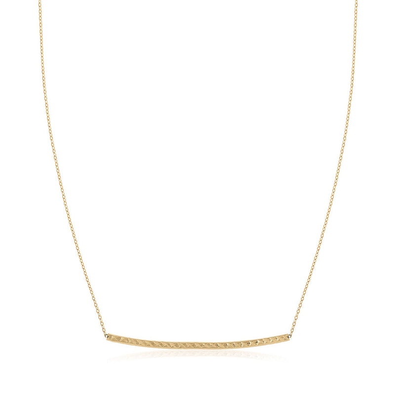 14k Yellow Gold Thin Textured Bar Necklace - Premium Necklaces - Just $368.99! Shop now at Pulse Designer Fashion