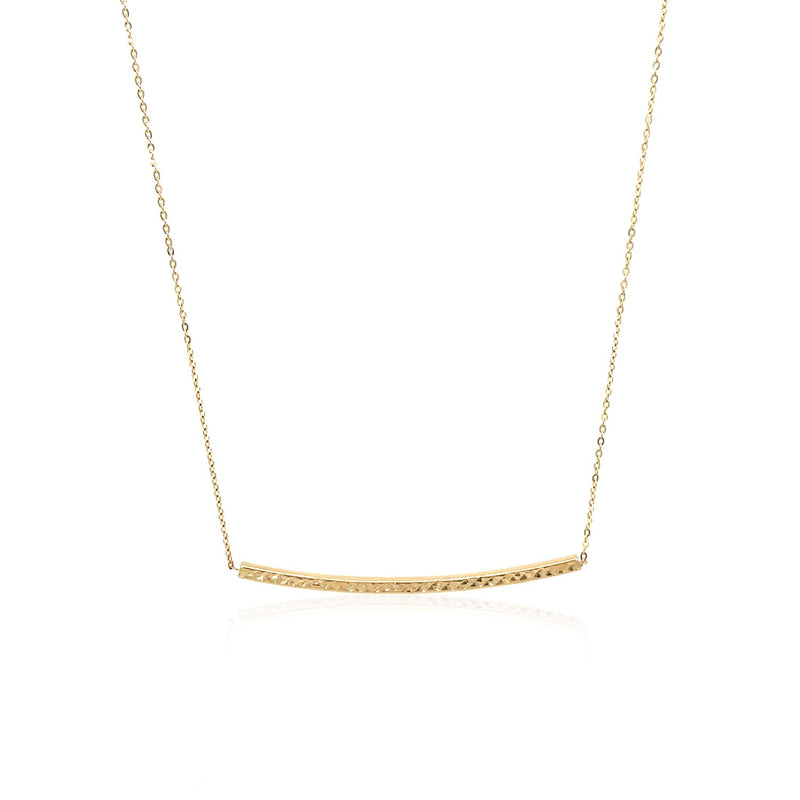 14k Yellow Gold Thin Textured Bar Necklace - Premium Necklaces - Just $378.99! Shop now at Pulse Designer Fashion