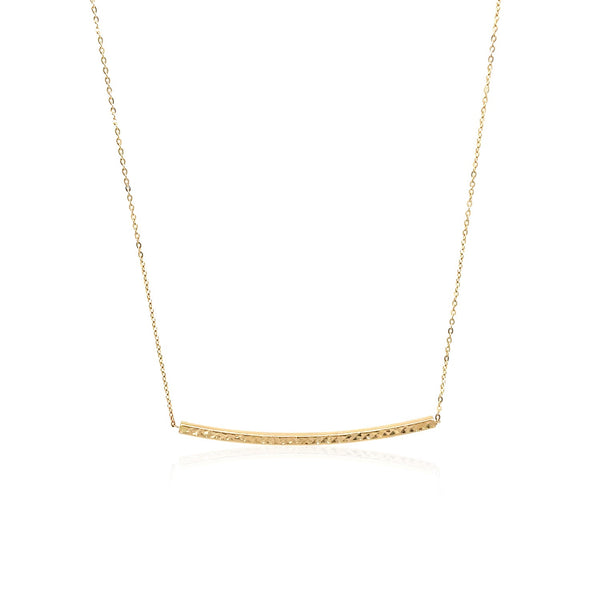 14k Yellow Gold Thin Textured Bar Necklace - Premium Necklaces - Just $368.99! Shop now at Pulse Designer Fashion