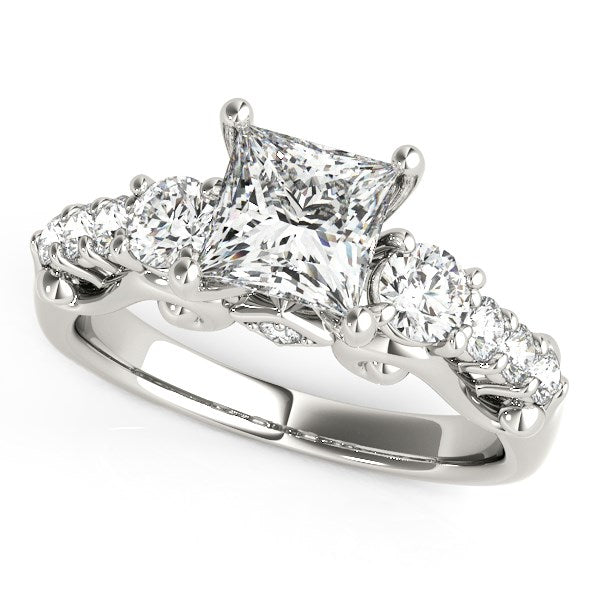 14k White Gold 3 Stone Antique Design Diamond Engagement Ring (1 3/4 cttw) - Premium Rings - Just $8437.99! Shop now at Pulse Designer Fashion