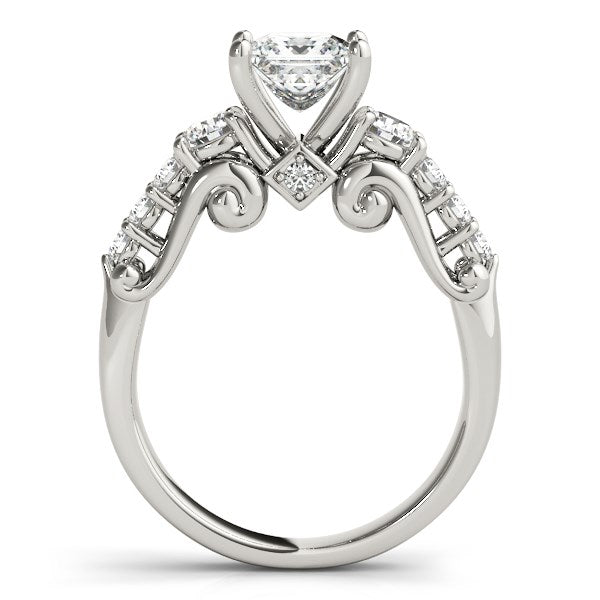 14k White Gold 3 Stone Antique Design Diamond Engagement Ring (1 3/4 cttw) - Premium Rings - Just $8437.99! Shop now at Pulse Designer Fashion