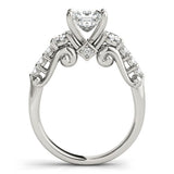 14k White Gold 3 Stone Antique Design Diamond Engagement Ring (1 3/4 cttw) - Premium Rings - Just $12451.99! Shop now at Pulse Designer Fashion