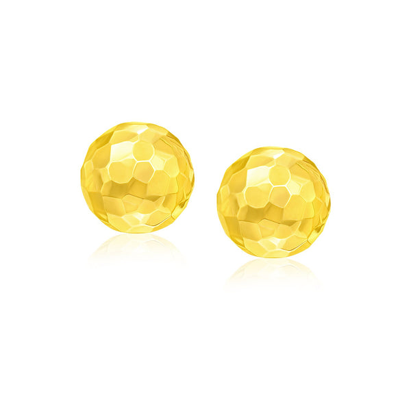 14k Yellow Gold Round Faceted Style Stud Earrings - Premium Earrings - Just $198.99! Shop now at Pulse Designer Fashion