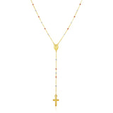 14k Tri Color Gold Lariat Rosary Necklace - Premium Necklaces - Just $477.99! Shop now at Pulse Designer Fashion