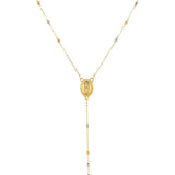 14k Tri Color Gold Lariat Rosary Necklace - Premium Necklaces - Just $477.99! Shop now at Pulse Designer Fashion