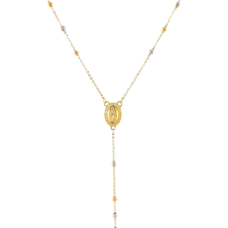 14k Tri Color Gold Lariat Rosary Necklace - Premium Necklaces - Just $477.99! Shop now at Pulse Designer Fashion