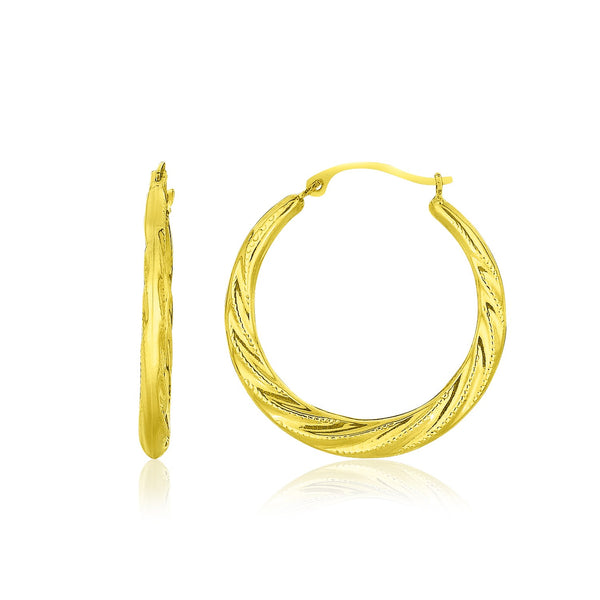 10k Yellow Gold Graduated Twisted Hoop Earrings - Premium Earrings - Just $168.99! Shop now at Pulse Designer Fashion