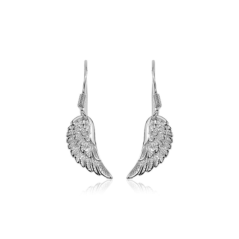 Sterling Silver Textured Angel Wing Earrings - Premium Earrings - Just $39.99! Shop now at Pulse Designer Fashion