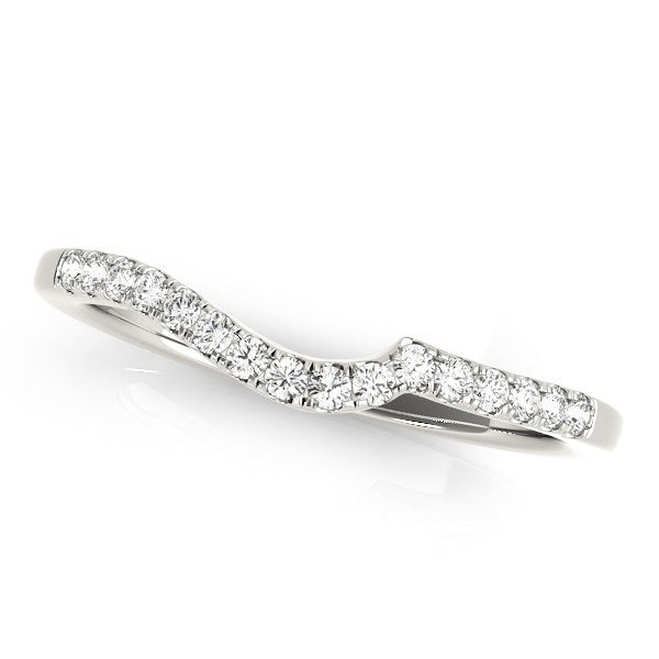 14k White Gold Curved Style Pave Diamond Wedding Ring (1/6 cttw) - Premium Rings - Just $1359.99! Shop now at Pulse Designer Fashion