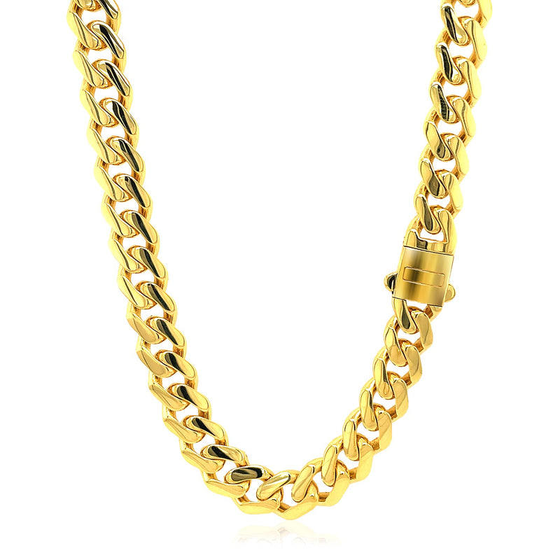 14k Yellow Gold Polished Miami Cuban Chain Necklace - Premium Necklaces - Just $4291.99! Shop now at Pulse Designer Fashion