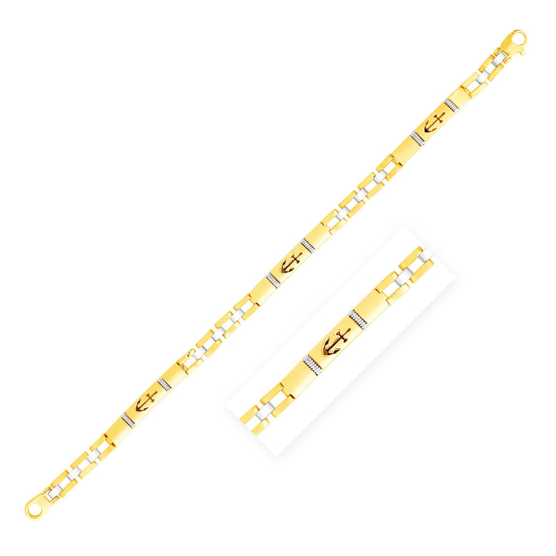 14k Yellow Gold Link Bracelet with Anchors - Premium Bracelets - Just $1565.99! Shop now at Pulse Designer Fashion