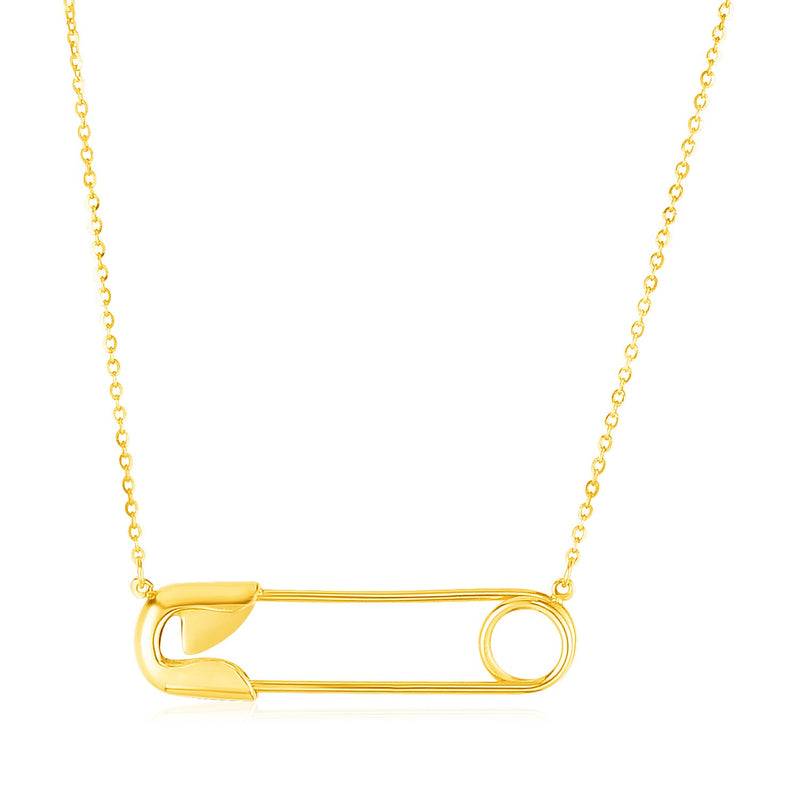 14k Yellow Gold Safety Pin Necklace - Premium Necklaces - Just $499.99! Shop now at Pulse Designer Fashion