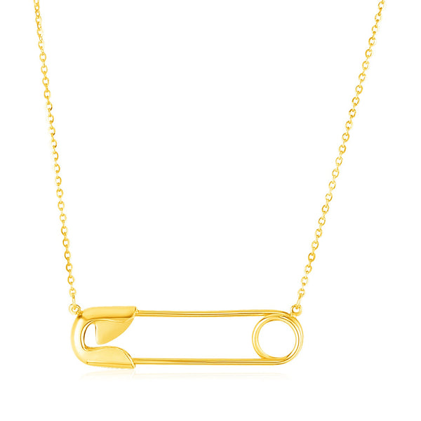 14k Yellow Gold Safety Pin Necklace - Premium Necklaces - Just $410.99! Shop now at Pulse Designer Fashion