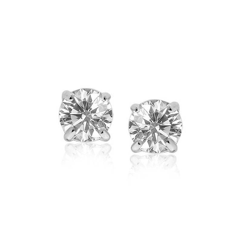 Sterling Silver Stud Earrings with White Hue Faceted Cubic Zirconia - Premium Earrings - Just $26.99! Shop now at Pulse Designer Fashion