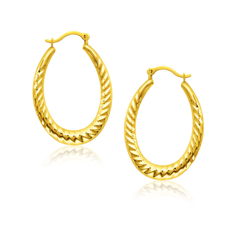 14k Yellow Gold Hoop Earrings with Textured Details - Premium Earrings - Just $188.99! Shop now at Pulse Designer Fashion