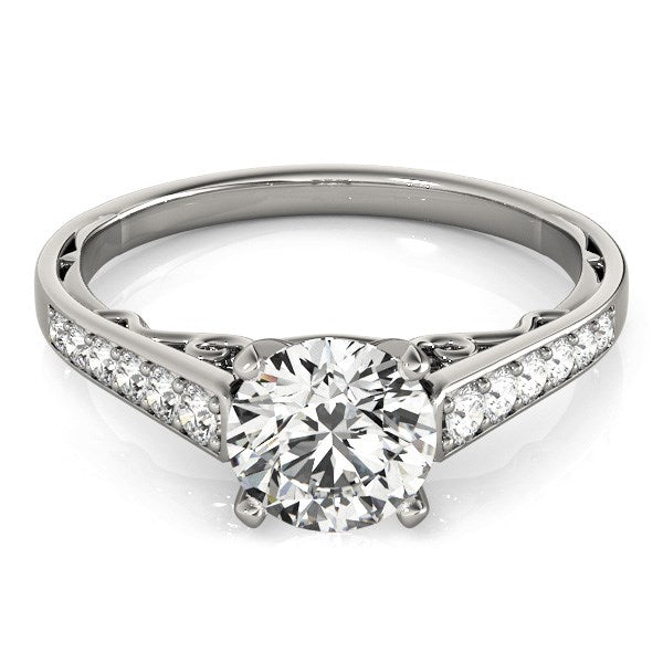 14k White Gold Cathedral Design Diamond Engagement Ring (1 1/4 cttw) - Premium Rings - Just $6637.99! Shop now at Pulse Designer Fashion