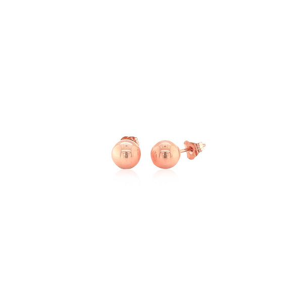 14k Rose Gold Classic Round Shape Stud Earrings (6.0 mm) - Premium Earrings - Just $104.99! Shop now at Pulse Designer Fashion