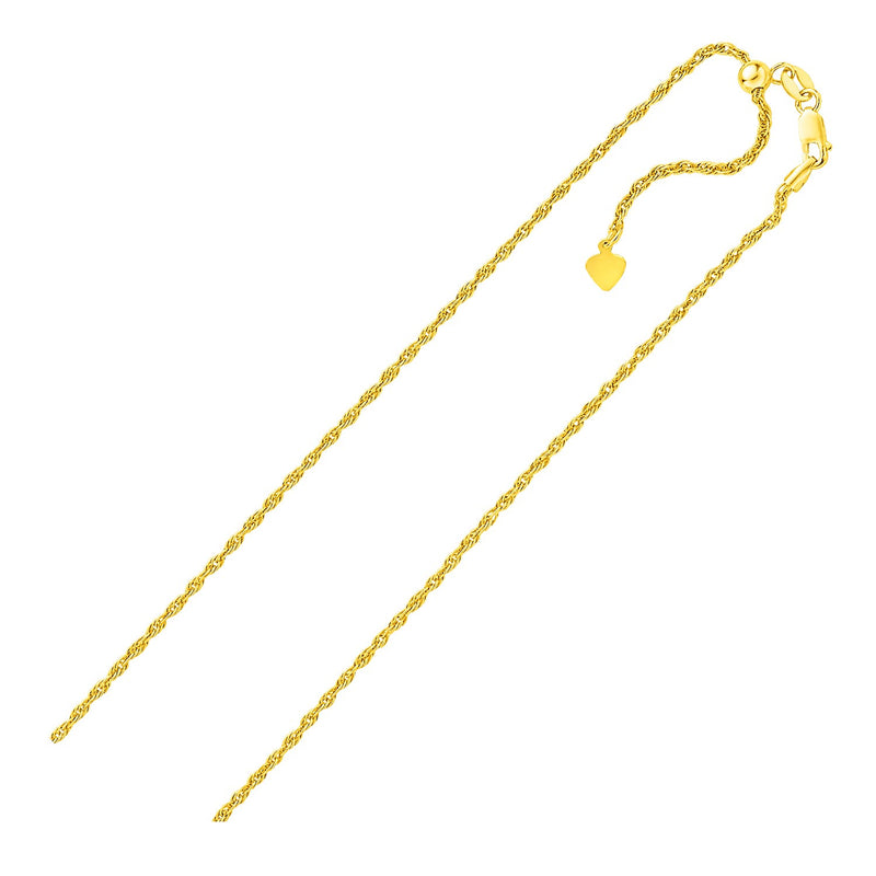 Sterling Silver in Yellow Finish 1.5mm Adjustable Rope Chain - Premium Chains - Just $107.99! Shop now at Pulse Designer Fashion