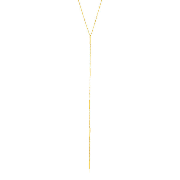 14k Yellow Gold Lariat Necklace with Small Polished Bars - Premium Necklaces - Just $347.99! Shop now at Pulse Designer Fashion