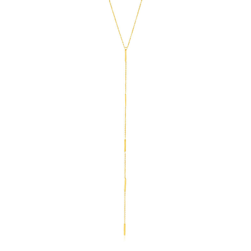 14k Yellow Gold Lariat Necklace with Small Polished Bars - Premium Necklaces - Just $347.99! Shop now at Pulse Designer Fashion