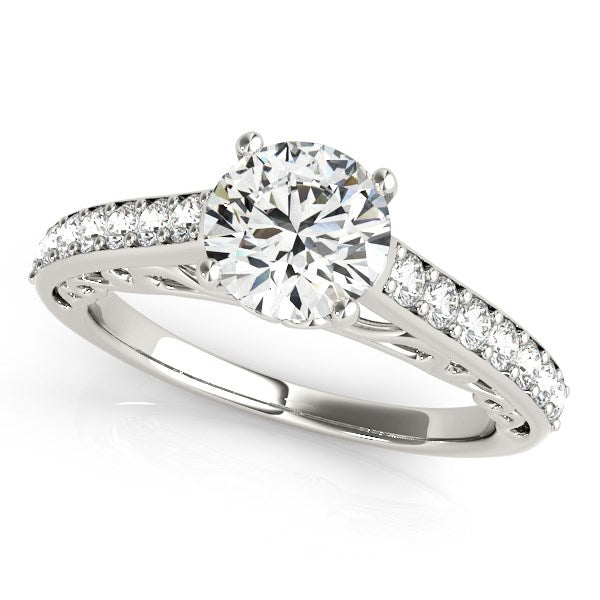 14k White Gold Unique Detailing Diamond Engagement Ring (1 1/3 cttw) - Premium Rings - Just $7202.99! Shop now at Pulse Designer Fashion