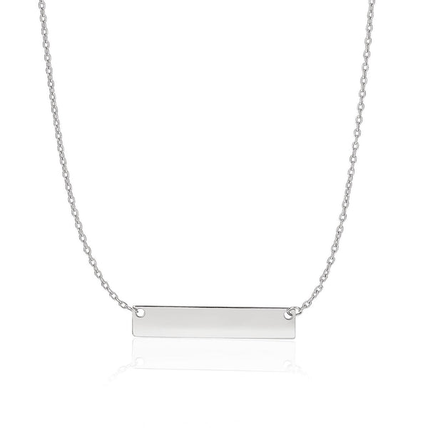 14k White Gold Smooth Flat Horizontal Bar Style Necklace - Premium Necklaces - Just $479.99! Shop now at Pulse Designer Fashion