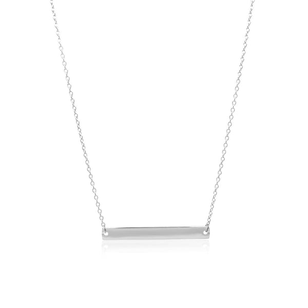 14k White Gold Smooth Flat Horizontal Bar Style Necklace - Premium Necklaces - Just $479.99! Shop now at Pulse Designer Fashion