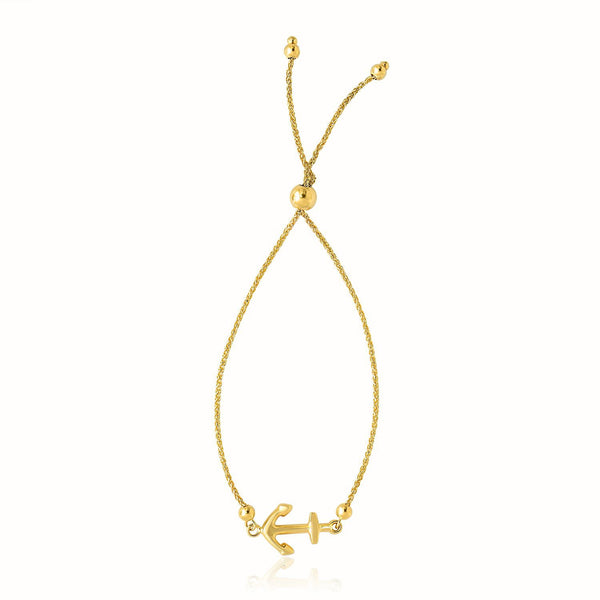 14k Yellow Gold Anchor Design Adjustable Lariat Bracelet - Premium Bracelets - Just $390.99! Shop now at Pulse Designer Fashion