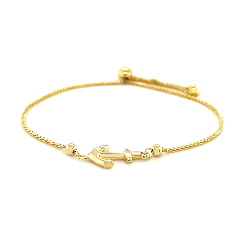 14k Yellow Gold Anchor Design Adjustable Lariat Bracelet - Premium Bracelets - Just $390.99! Shop now at Pulse Designer Fashion