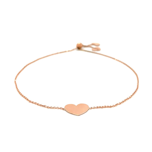 14k Rose Gold Adjustable Heart Bracelet - Premium Bracelets - Just $257.99! Shop now at Pulse Designer Fashion