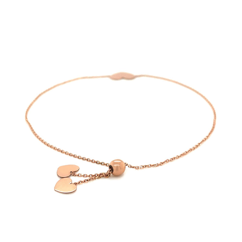 14k Rose Gold Adjustable Heart Bracelet - Premium Bracelets - Just $257.99! Shop now at Pulse Designer Fashion