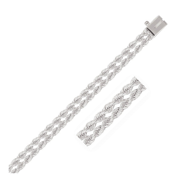 5.0 mm 14k White Gold Dual Row Rope Bracelet - Premium Bracelets - Just $1042.99! Shop now at Pulse Designer Fashion